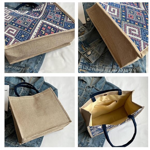 Women Yellow02 14''x12'' Large Tote Bag with Laminated Interior and Soft Handles - Picture 6 of 6